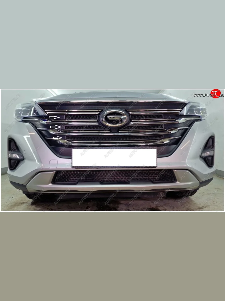 Защитная сетка в бампер (верх, 5 частей, ячейка 3х7 мм) Alfeco Стандарт GAC GS5 (2018-2025) (Чёрная)  с доставкой в г. Пермь