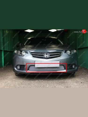 Защитная сетка в бампер (низ, ячейка 3х7 мм) Alfeco Стандарт (Хром) Honda Accord ( 8 CU,  8 CW) (2011-2013) седан рестайлинг, универсал рестайлинг