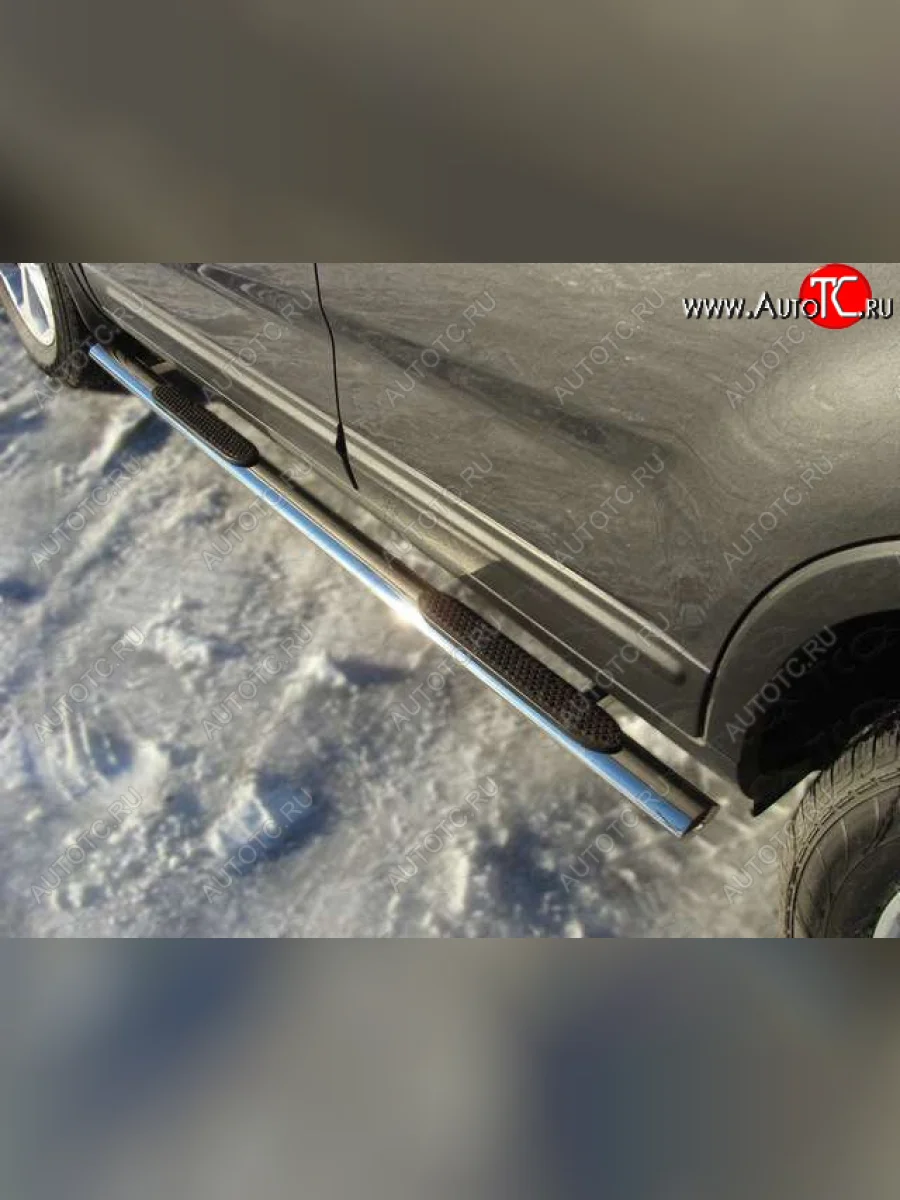 Пороги овальные с накладкой 75х42 мм ТСС Тюнинг KIA Sorento XM рестайлинг (2012-2015) (серые)  в Перми Пермском крае