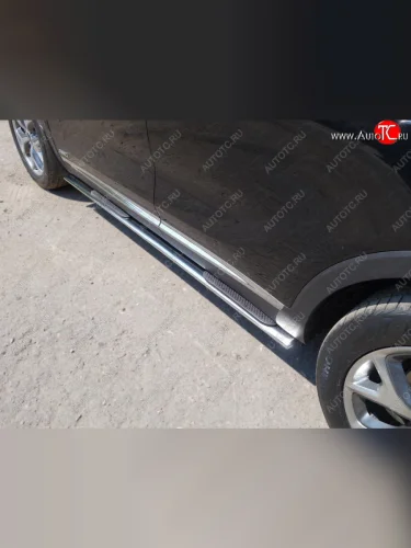 Пороги овальные с накладкой 75х42 мм ТСС Тюнинг KIA Sorento UM/Prime рестайлинг (2018-2020)