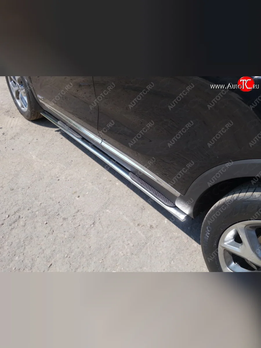 Пороги овальные с накладкой 75х42 мм ТСС Тюнинг KIA Sorento UM/Prime рестайлинг (2018-2020)  в Керчи Республика Крым