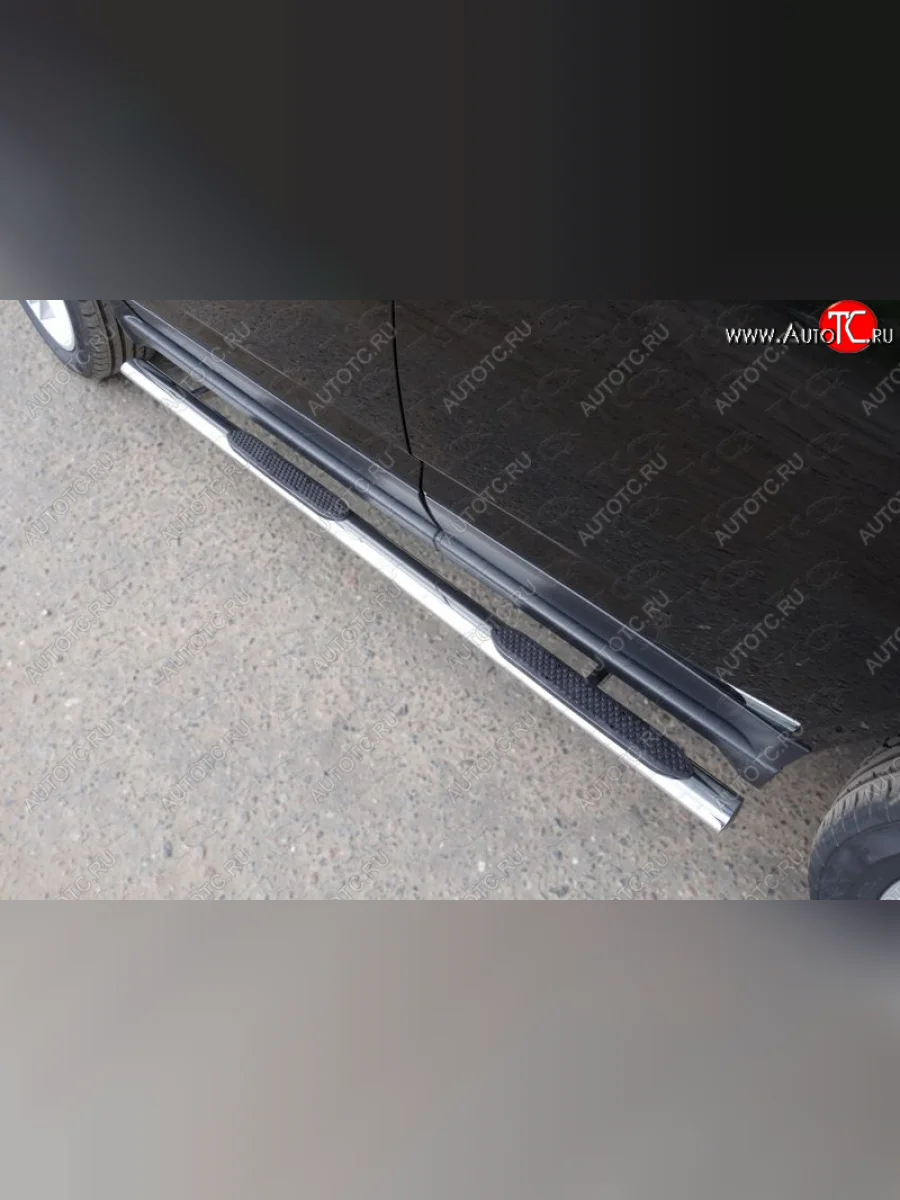 Пороги овальные с накладкой 75х42 мм ТСС Тюнинг Jeep Compass MK рестайлинг (2011-2015) (серые)  в Перми Пермском крае