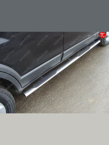 Пороги овальные с накладкой 75х42 мм ТСС Тюнинг Nissan Murano 2 Z51 рестайлинг (2010-2016)