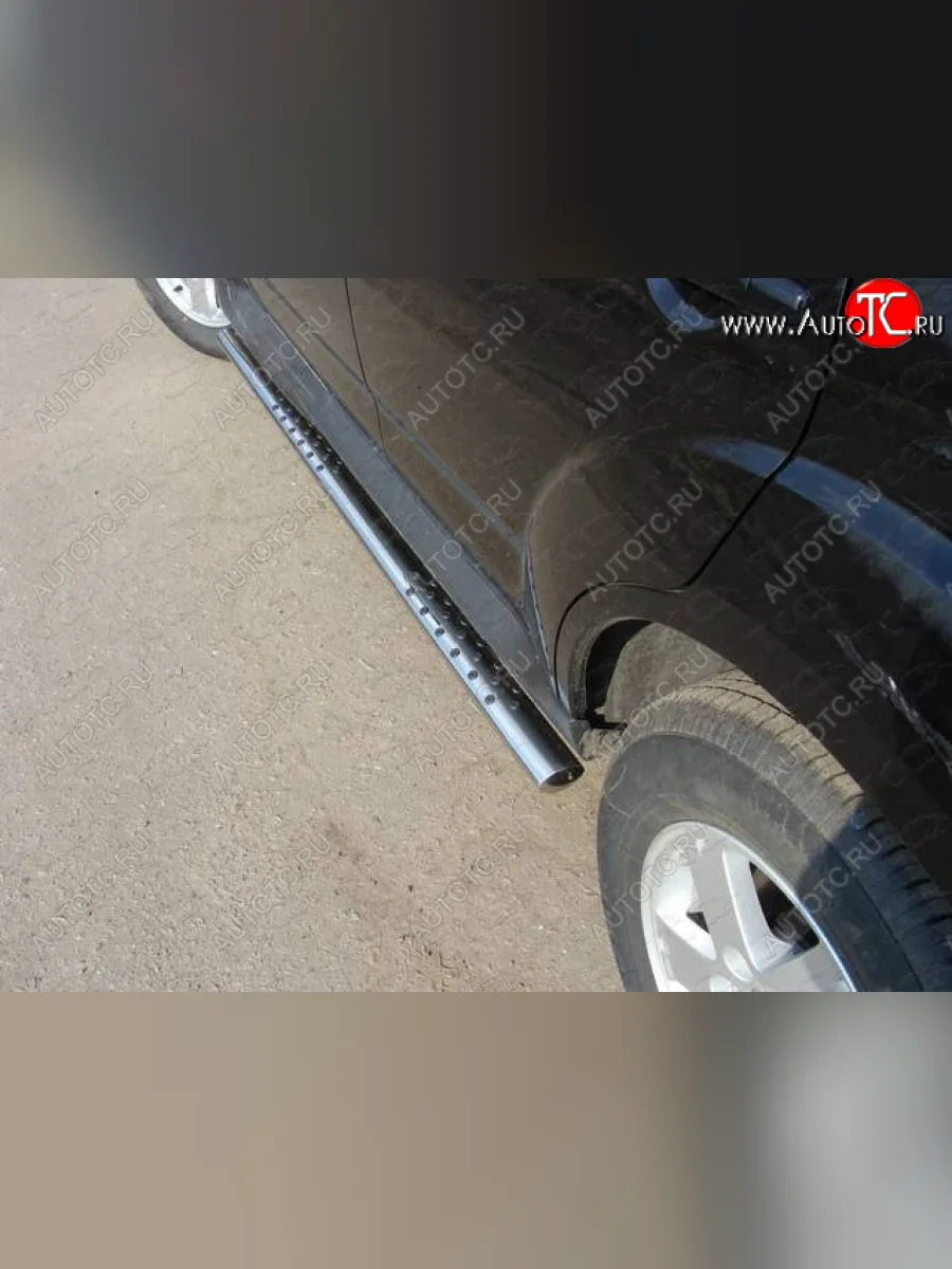 Пороги овальные с проступью 75х42 мм ТСС Тюнинг Mitsubishi Outlander GF дорестайлинг (2012-2014) (серые)  в Перми Пермском крае