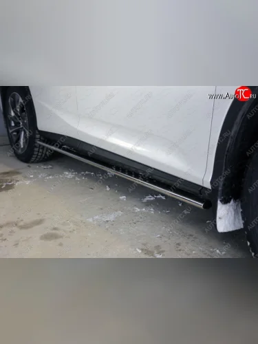 Пороги овальные с проступью 75х42 мм кроме F-Sport ТСС Тюнинг (серые) Lexus RX 200T AL20 дорестайлинг (2015-2017)