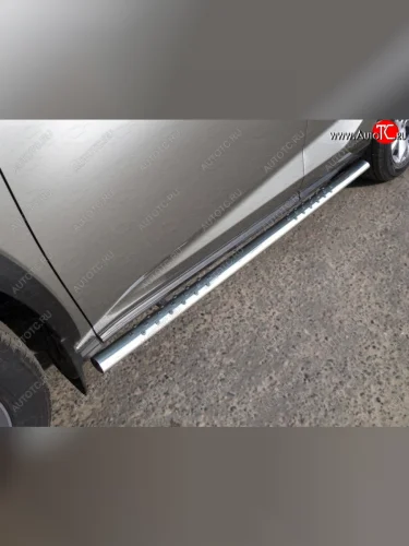 Пороги овальные с проступью 75х42 мм кроме F-Sport ТСС Тюнинг (серые) Lexus NX200 Z10 рестайлинг (2017-2021)