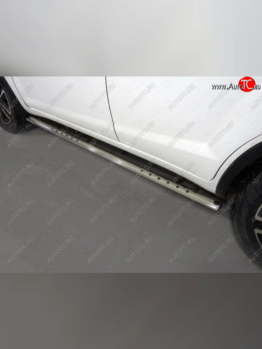 Пороги овальные с проступью 75х42 мм ТСС Тюнинг Lifan X60 2-ой рестайлинг (2016-2025) (серые)  В Кинешме Ивановской области