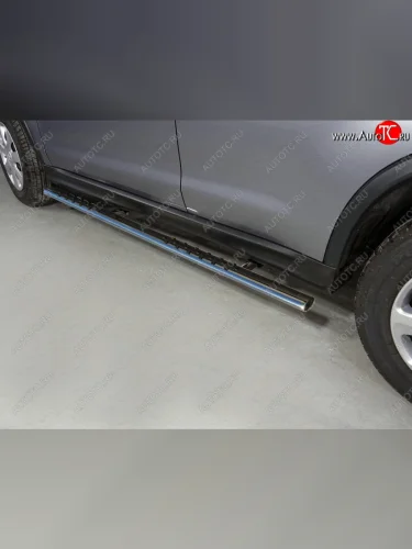 Пороги овальные с проступью 75х42 мм ТСС Тюнинг (серые) Mitsubishi ASX 2-ой рестайлинг (2017-2020)