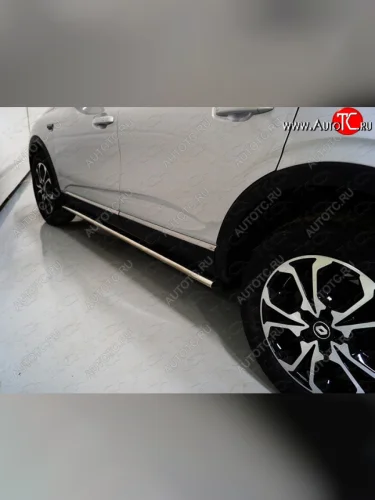 Пороги овальные с проступью 75х42 мм ТСС Тюнинг (серые) Renault Arkana (2019-2025)