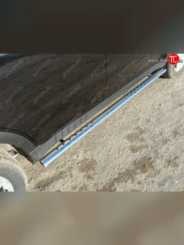 Пороги овальные с проступью 75х42 мм ТСС Тюнинг (серые) SSANGYONG Actyon рестайлинг (2013-2021)