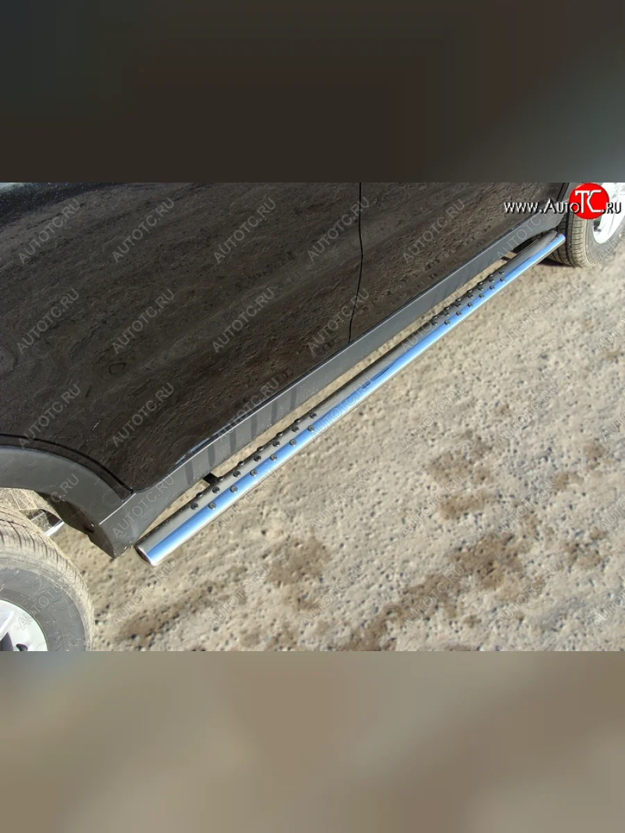 Пороги овальные с проступью 75х42 мм ТСС Тюнинг SSANGYONG Actyon рестайлинг (2013-2021) (серые)  с доставкой в г. Керчь