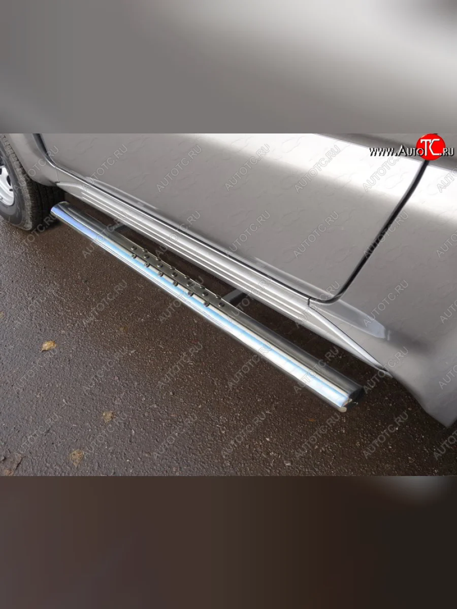 Пороги овальные с проступью 75х42 мм ТСС Тюнинг Suzuki Jimny JB23/JB43 2-ой рестайлинг (2012-2018) (серые)  с доставкой в г. Керчь