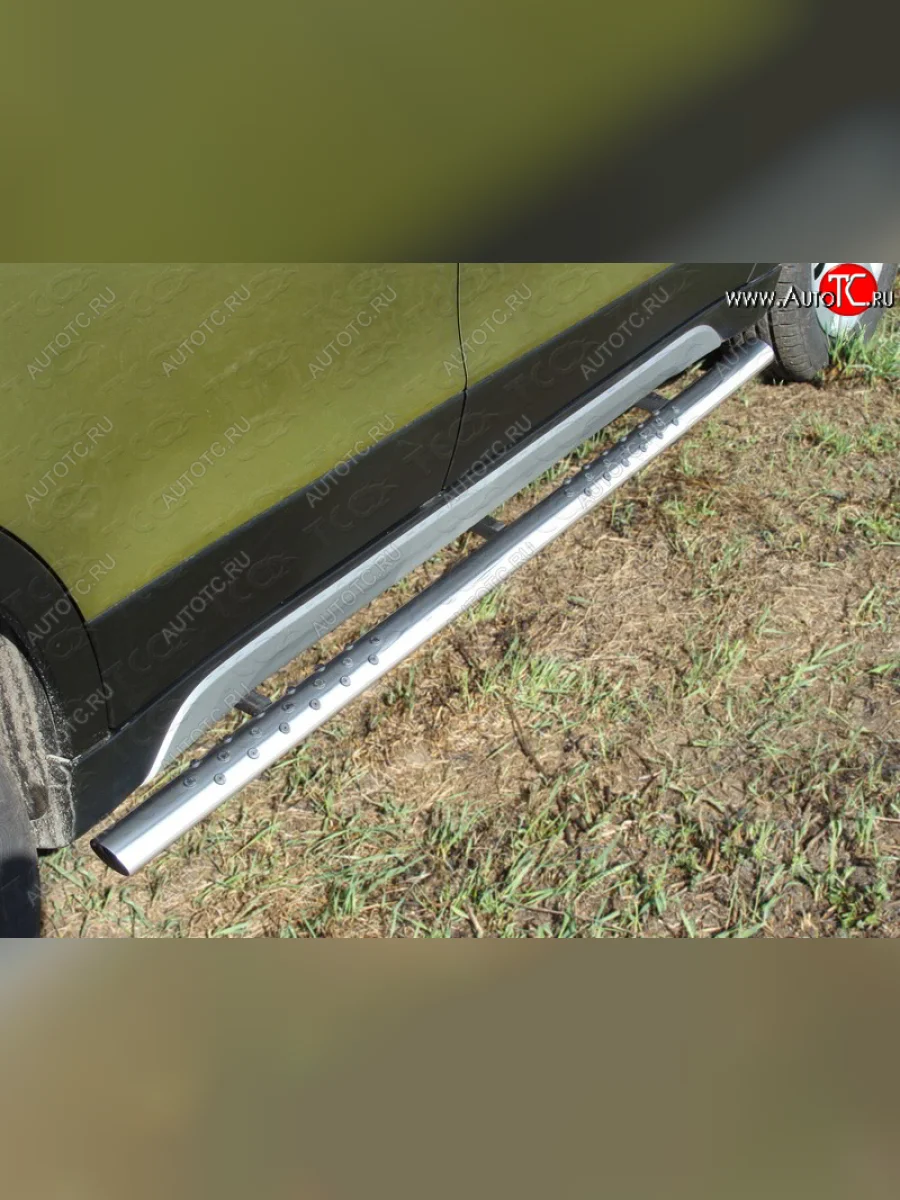 Пороги овальные с проступью 75х42 мм ТСС Тюнинг Suzuki SX4 JYB, JYA хэтчбэк дорестайлинг (2013-2016) (серые)  в Воронеже Воронежской области