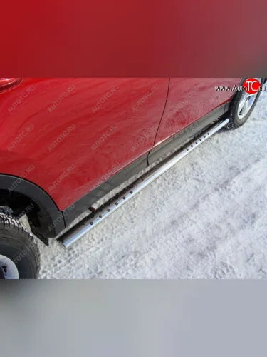 Пороги овальные с проступью 75х42 мм ТСС Тюнинг (серые) Toyota RAV4 XA40 5 дв. дорестайлинг (2012-2015)