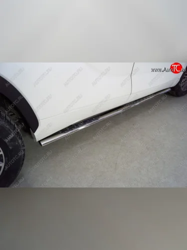 Пороги овальные с проступью 75х42 мм ТСС Тюнинг (серые) Toyota Highlander XU70 (2020-2025)