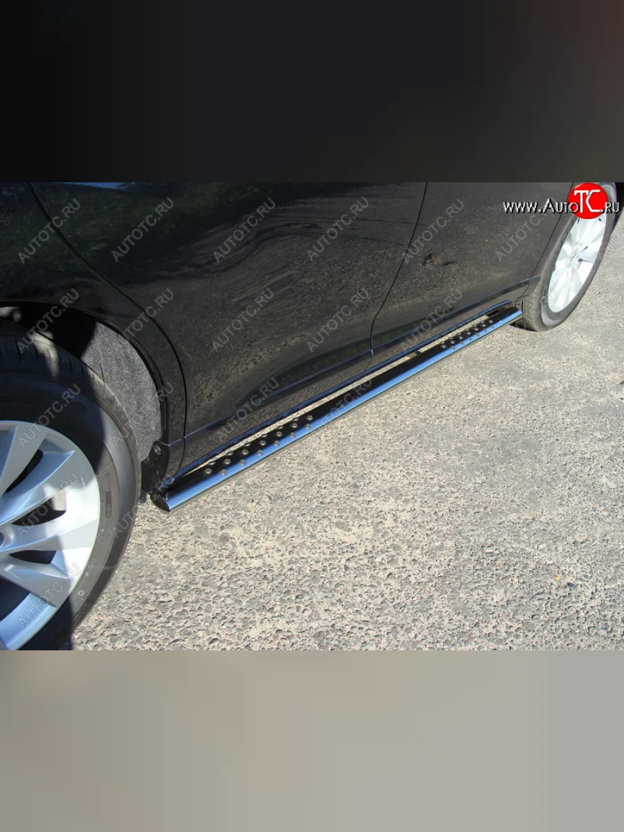 Пороги овальные с проступью 75х42 мм ТСС Тюнинг Toyota Venza GV10 рестайлинг (2012-2016) (серые)  в Самаре Самарской области