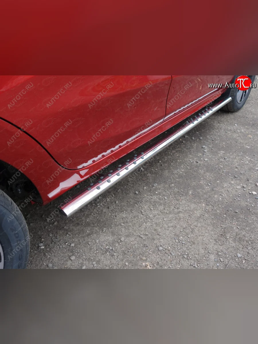 Пороги овальные с проступью 75х42 мм ТСС Тюнинг Лада ВАЗ XRAY (2016-2022) (серые)  в Керчи Республика Крым