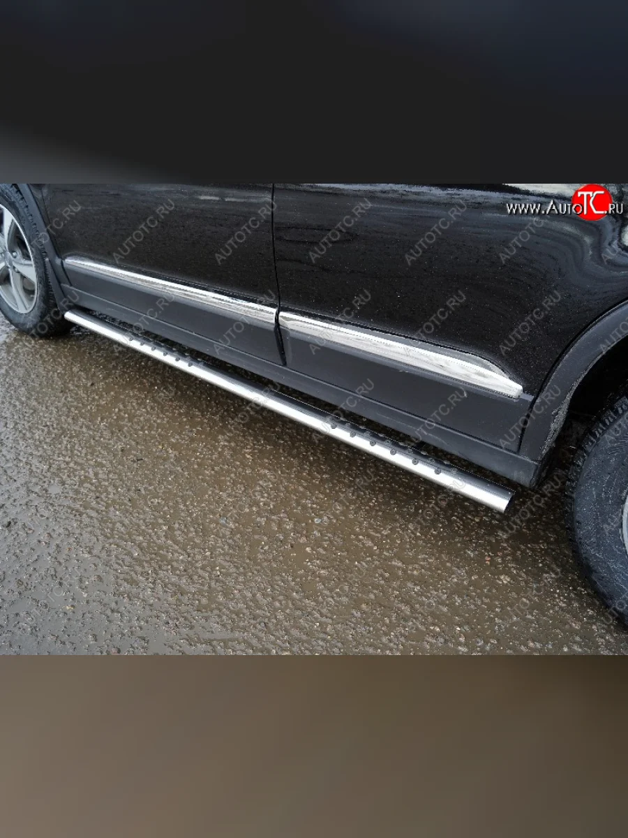 Пороги овальные с проступью 75х42 мм ТСС Тюнинг Haval M6 (2021-2025) (серые)  в Керчи Республика Крым