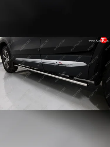 Пороги овальные с проступью 75х42 мм ТСС Тюнинг (серые) Changan CS75 1-ый рестайлинг (2018-2022)