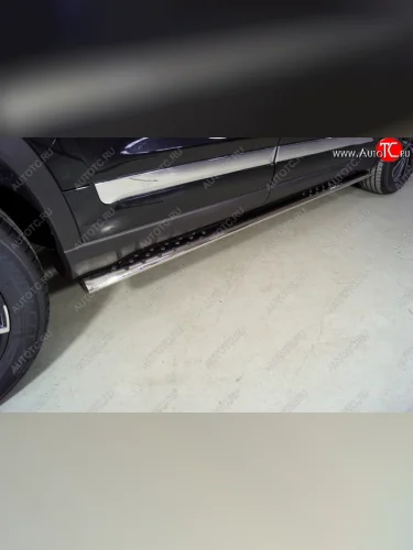 Пороги овальные с проступью 75х42 мм ТСС Тюнинг (серые) Chery Tiggo 8 PRO (2021-2025)