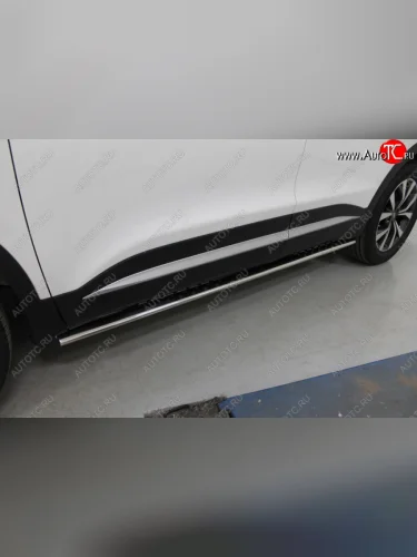 Пороги овальные с проступью 75х42 мм ТСС Тюнинг (серые) Chery Tiggo 7 PRO (2019-2025)