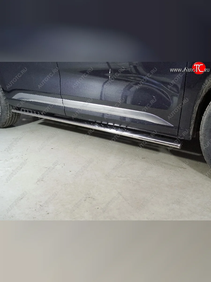 Пороги овальные с проступью 75х42 мм ТСС Тюнинг EXEED VX дорестайлинг (2020-2023) (серые)  в Воронеже Воронежской области