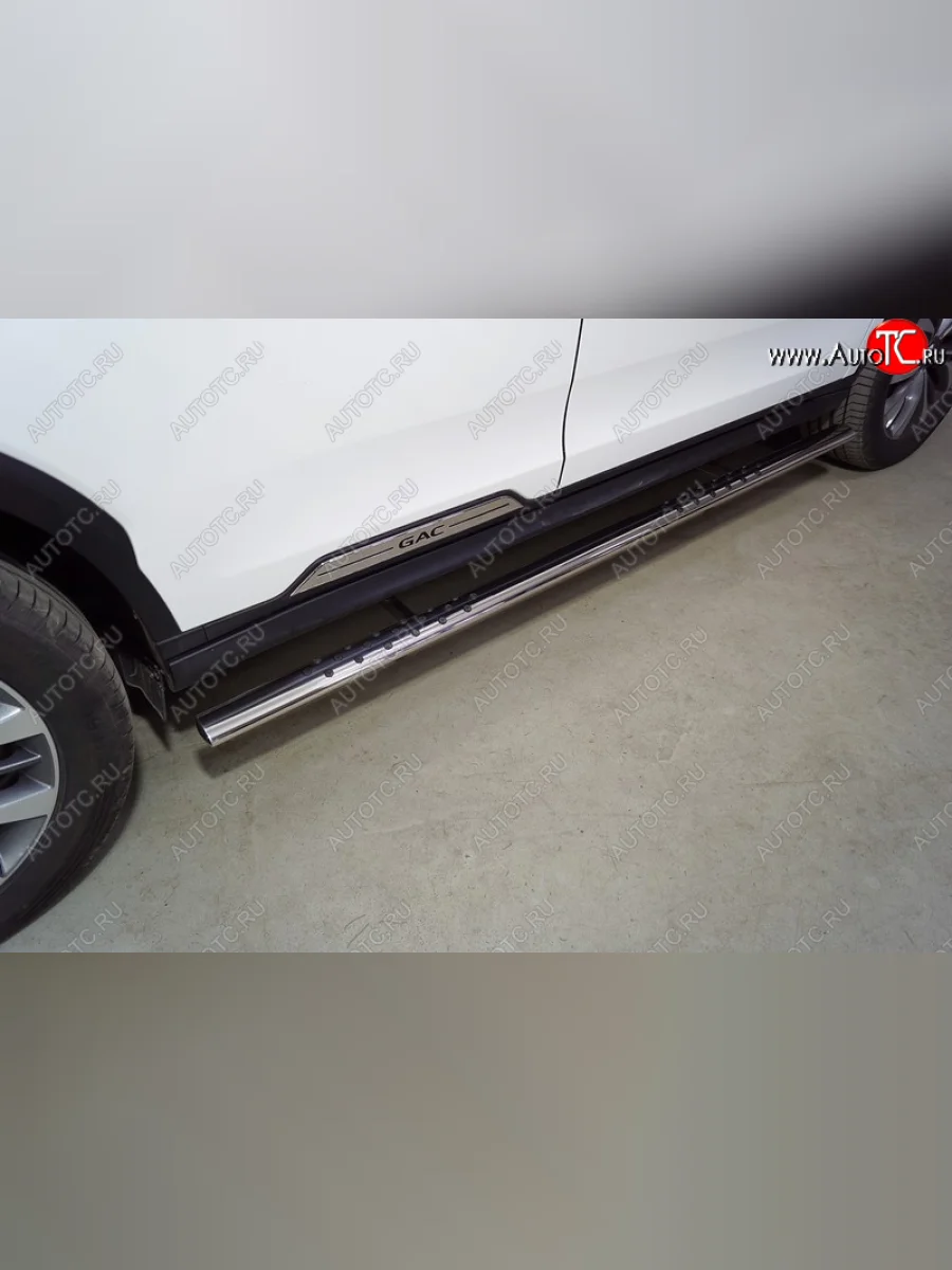 Пороги овальные с проступью 75х42 мм ТСС Тюнинг GAC GS8 (2016-2023) (серые)  с доставкой в г. Керчь