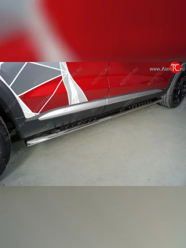 Пороги овальные с проступью (d75х42 мм) ТСС Тюнинг Geely Tugella FY11,HPBA4 рестайлинг (2022-2025)