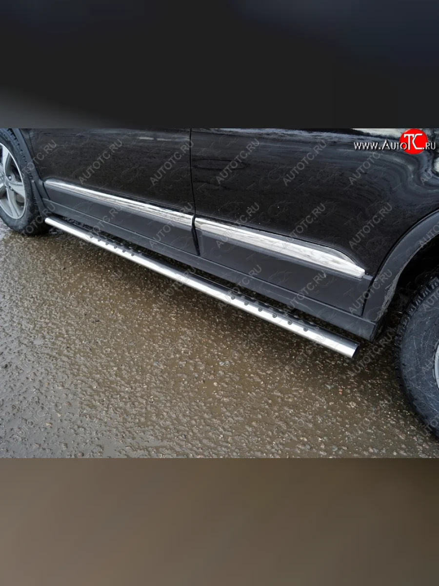 Пороги овальные с проступью 75х42 мм ТСС Тюнинг Haval H6 (2013-2020) (серые)  в Перми Пермском крае