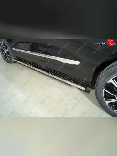 Пороги овальные с проступью 75х42 мм ТСС Тюнинг (серые) Haval Jolion дорестайлинг (2020-2024)