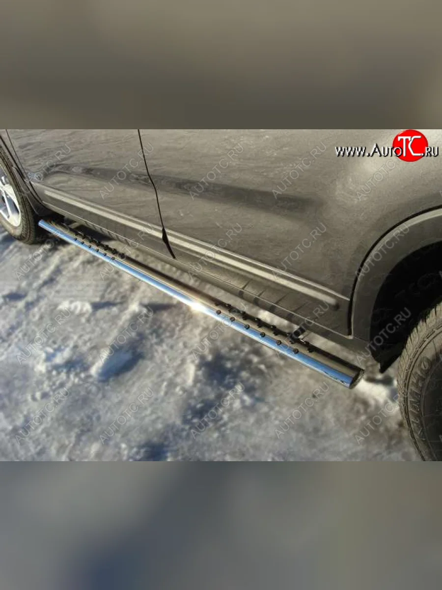 Пороги овальные с проступью 75х42 мм ТСС Тюнинг KIA Sorento XM рестайлинг (2012-2015) (серые)  в Перми Пермском крае