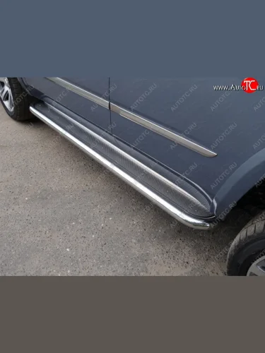 Пороги с площадкой 60,3 мм ТСС Тюнинг Cadillac Escalade GMTK2 джип 5 дв. короткая база (2015-2020)