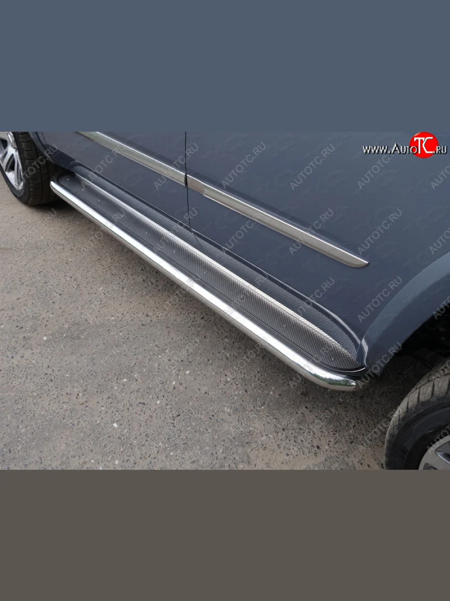 Пороги с площадкой 60,3 мм ТСС Тюнинг Cadillac Escalade GMTK2 джип 5 дв. короткая база (2015-2020) (нержавейка )  в Керчи Республика Крым