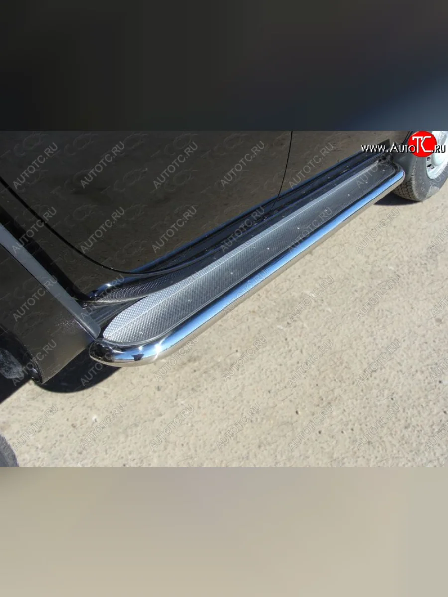 Пороги с площадкой 60,3 мм ТСС Тюнинг Mitsubishi L200 4  рестайлинг (2013-2016) (нержавейка )  в Керчи Республика Крым