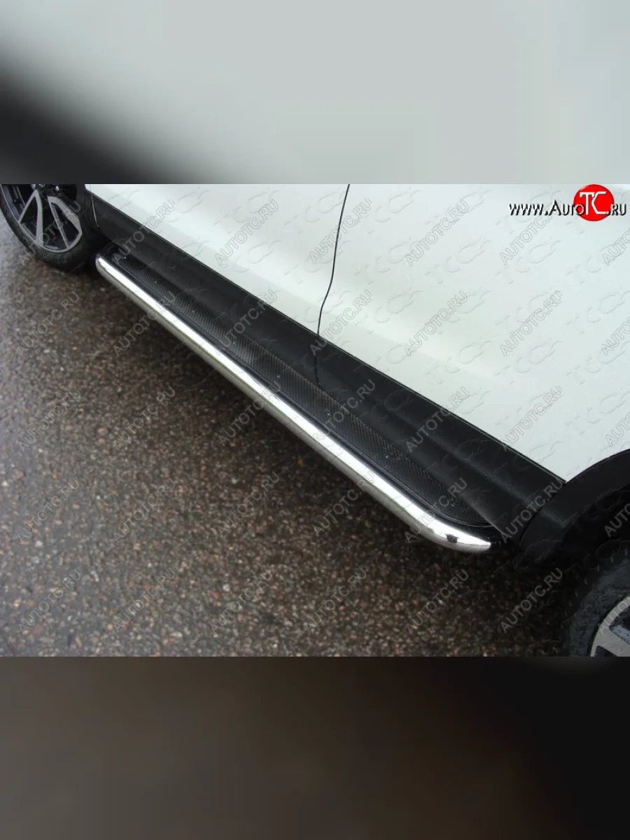 Пороги с площадкой 60,3 мм ТСС Тюнинг Nissan Qashqai 2 J11 дорестайлинг (2013-2019) (нержавейка )  в Самаре Самарской области