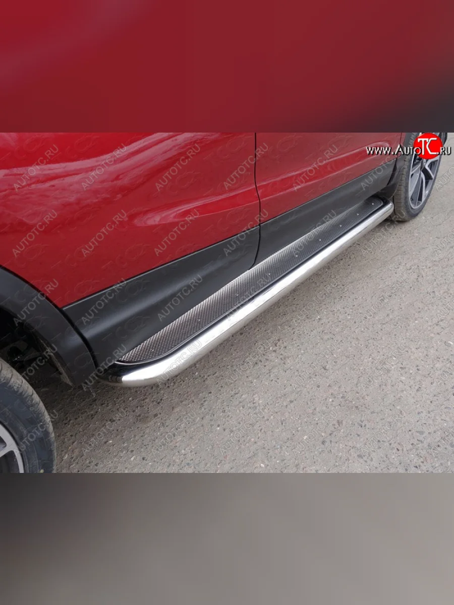 Пороги с площадкой 60,3 мм ТСС Тюнинг Nissan Qashqai 2 J11 рестайлинг (2017-2022) (нержавейка)  в Самаре Самарской области