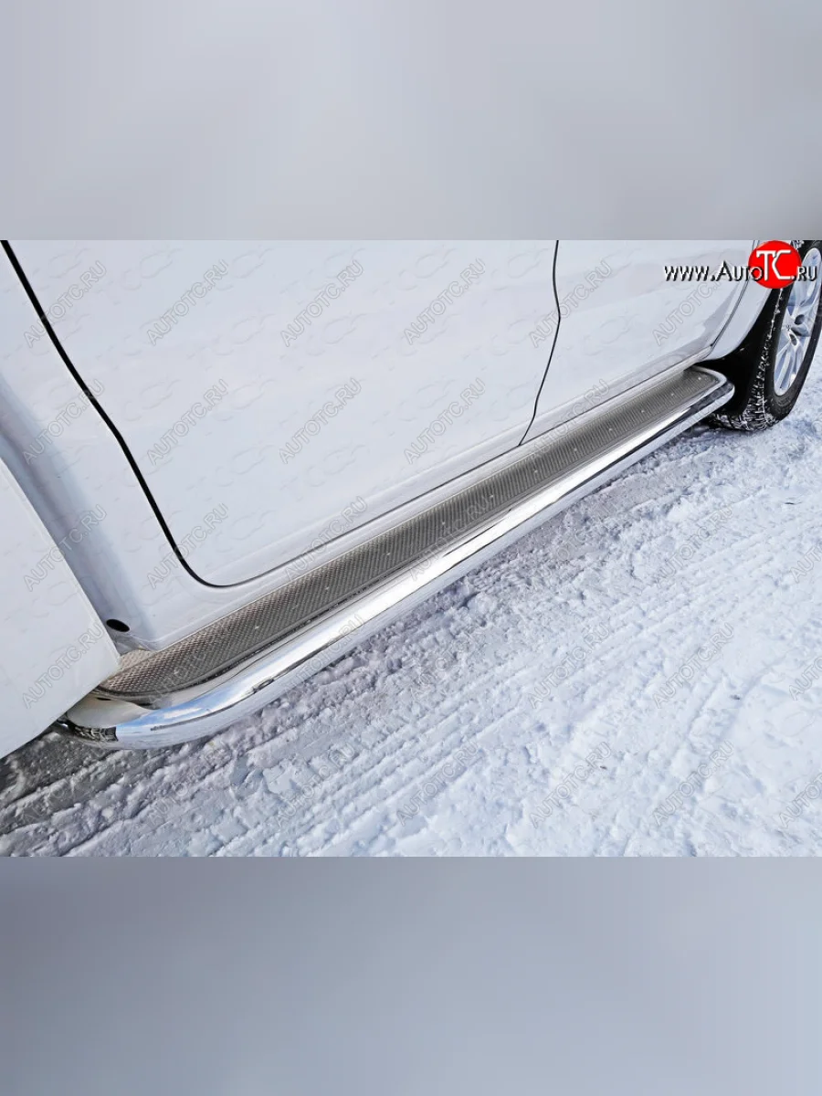 Пороги с площадкой 60,3 мм ТСС Тюнинг Volkswagen Amarok рестайлинг (2016-2022) (нержавейка)  в Воронеже Воронежской области