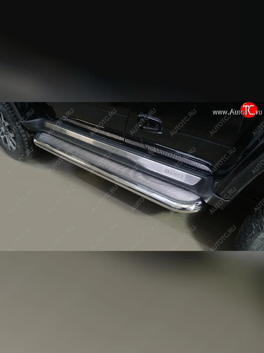 Пороги с площадкой 60,3 мм ТСС Тюнинг BAIC BJ40 Plus (2018-2023) (нержавейка)  в Керчи Республика Крым