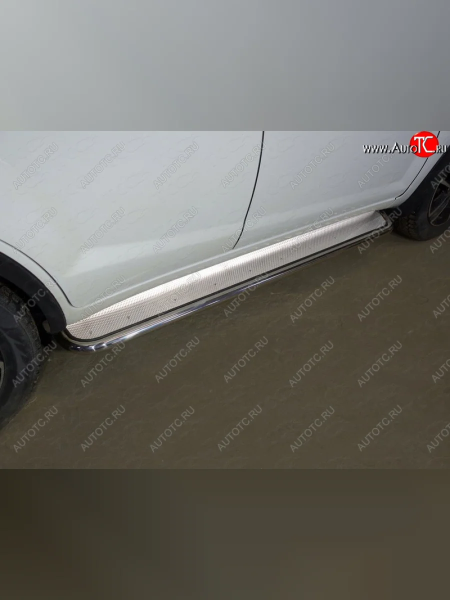 Пороги с площадкой 42,4 мм ТСС Тюнинг Lifan X60 2-ой рестайлинг (2016-2025) (нержавейка лист)  в Перми Пермском крае