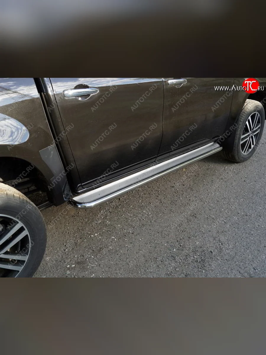 Пороги с площадкой 42,4 мм ТСС Тюнинг Mercedes-Benz X class W470 (2017-2020) (нержавейка)  в Керчи Республика Крым
