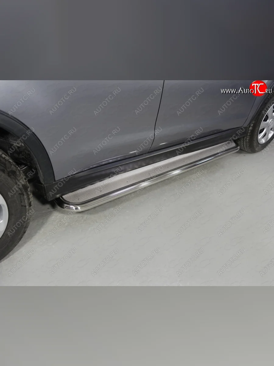 Пороги с площадкой 42,4 мм ТСС Тюнинг Mitsubishi ASX 2-ой рестайлинг (2017-2020) (нержавейка)  в Керчи Республика Крым