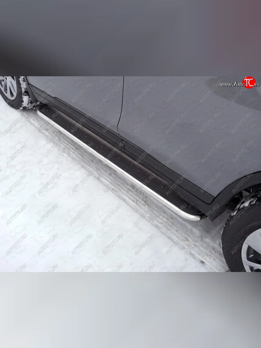 Пороги с площадкой 42,4 мм ТСС Тюнинг Nissan X-trail 3 T32 дорестайлинг (2013-2018) (нержавейка)  в Воронеже Воронежской области