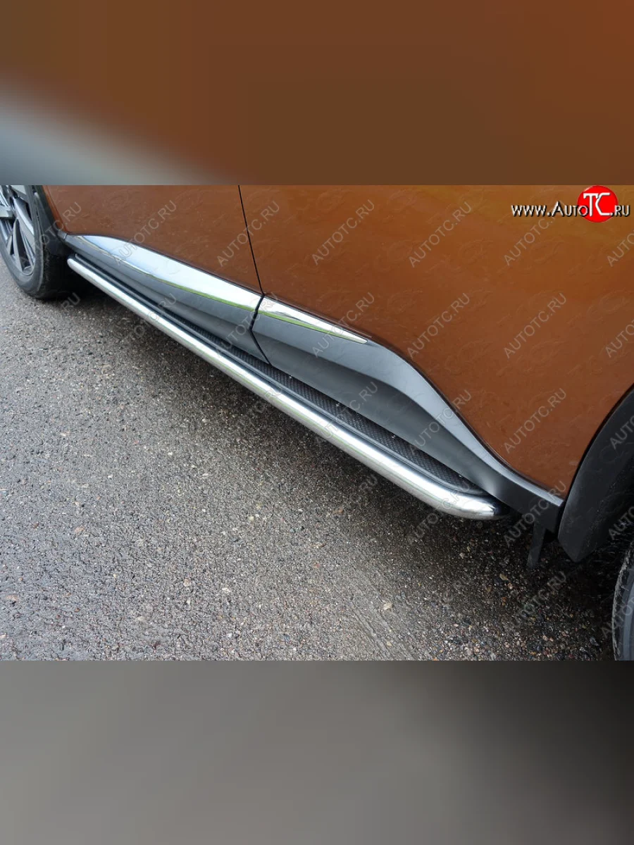 Пороги с площадкой 42,4 мм ТСС Тюнинг Nissan Murano 3 Z52 дорестайлинг (2015-2022) (нержавейка)  в Самаре Самарской области