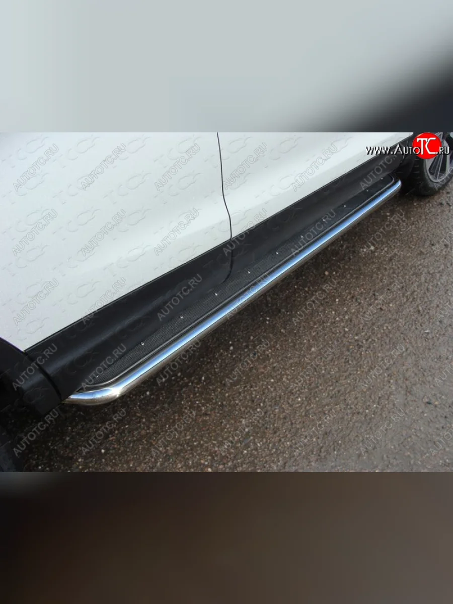 Пороги с площадкой 42,4 мм ТСС Тюнинг Nissan Qashqai 2 J11 дорестайлинг (2013-2019) (нержавейка)  в Самаре Самарской области
