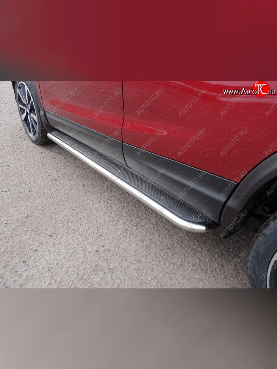 Пороги с площадкой 42,4 мм ТСС Тюнинг Nissan Qashqai 2 J11 рестайлинг (2017-2022) (нержавейка )  в Самаре Самарской области