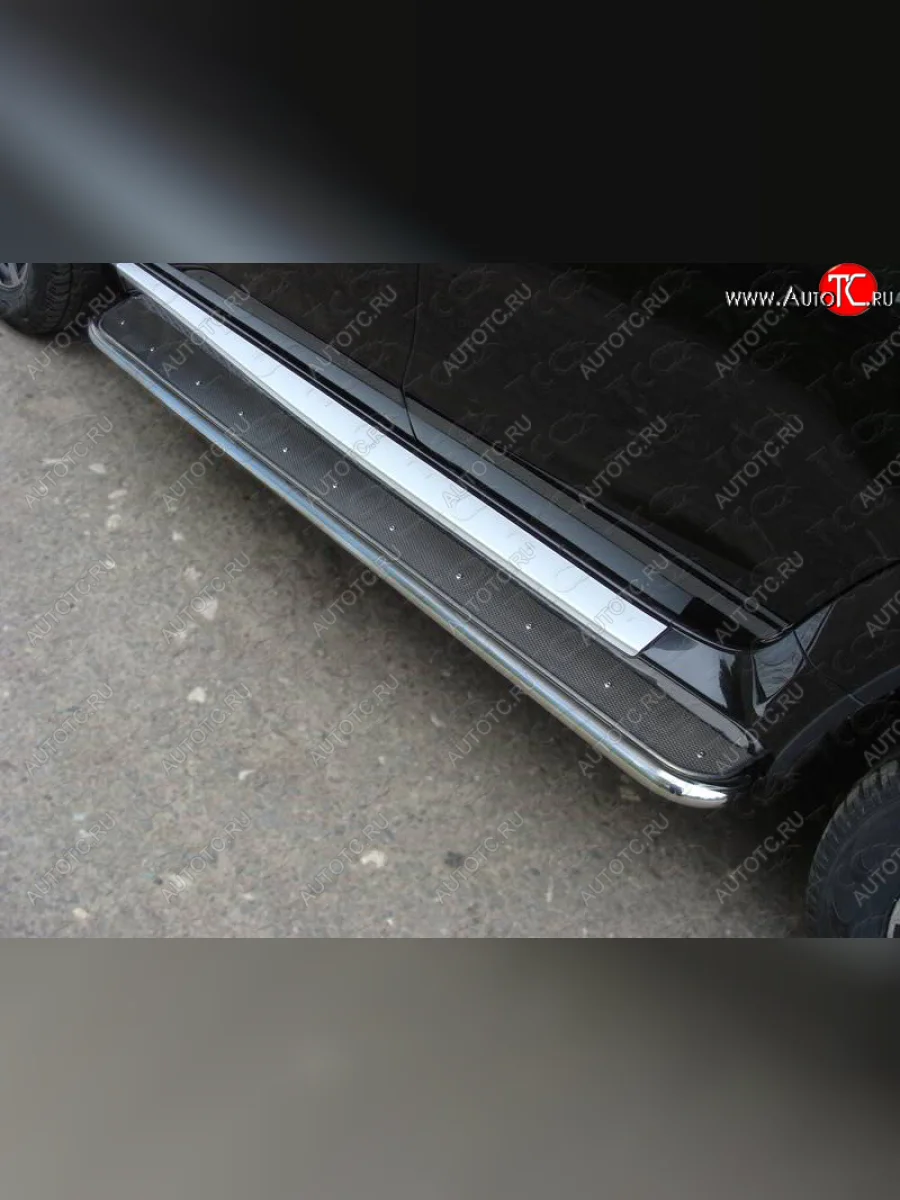 Пороги с площадкой 42,4 мм ТСС Тюнинг Nissan Terrano D10 дорестайлинг (2013-2016) (нержавейка)  в Самаре Самарской области