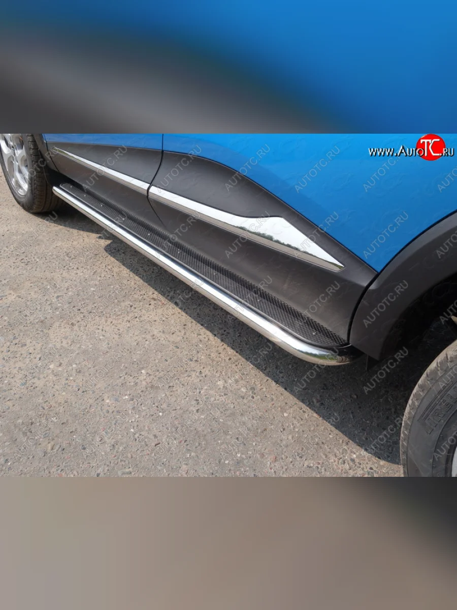 Пороги с площадкой 42,4 мм ТСС Тюнинг Renault Kaptur дорестайлинг (2016-2020) (нержавейка)  в Керчи Республика Крым