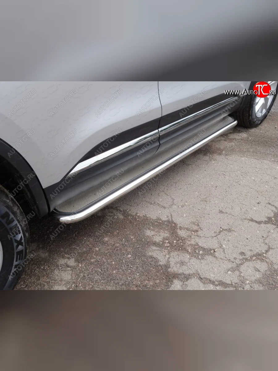 Пороги с площадкой 42,4 мм ТСС Тюнинг Renault Koleos 2 (2016-2025) (нержавейка)  в Самаре Самарской области