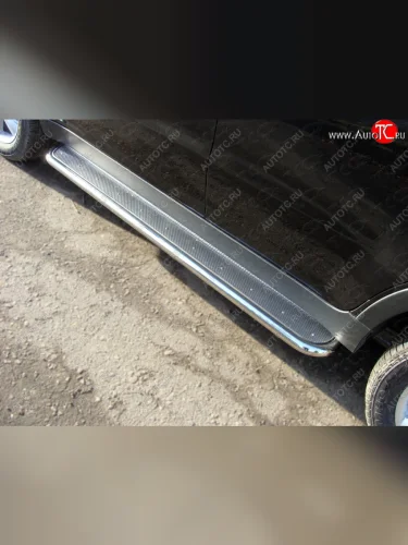 Пороги с площадкой 42,4 мм ТСС Тюнинг (нержавейка лист) SSANGYONG Actyon рестайлинг (2013-2021)