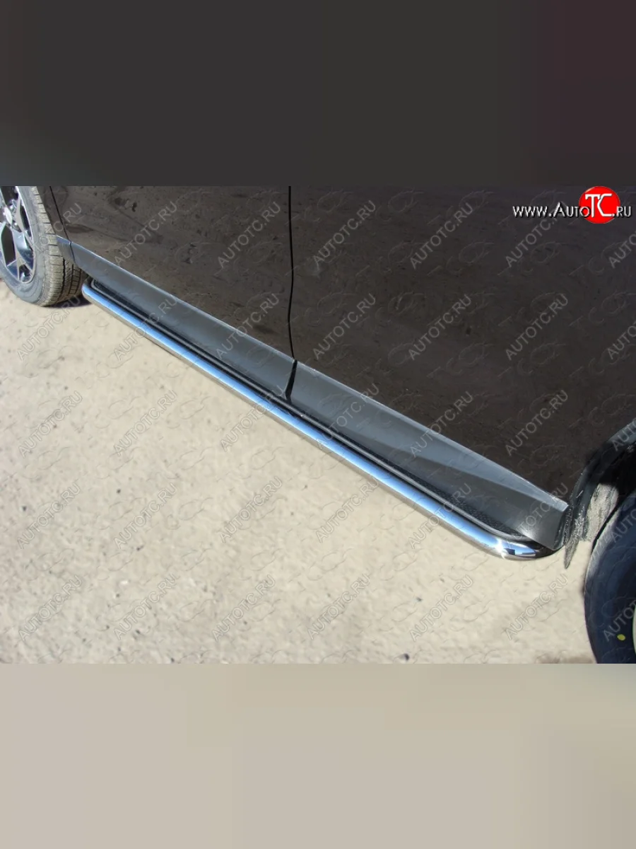 Пороги с площадкой 42,4 мм ТСС Тюнинг Subaru Forester SJ дорестайлинг (2012-2016) (нержавейка лист)  в Самаре Самарской области